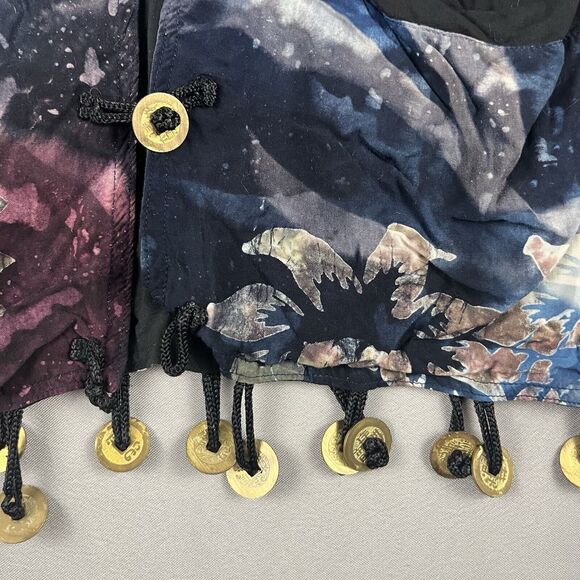 Bali Moon Vtg Cropped Jacket With Metal Button Tassle Boho Tie Dye Fire Dancer - Picture 3 of 8